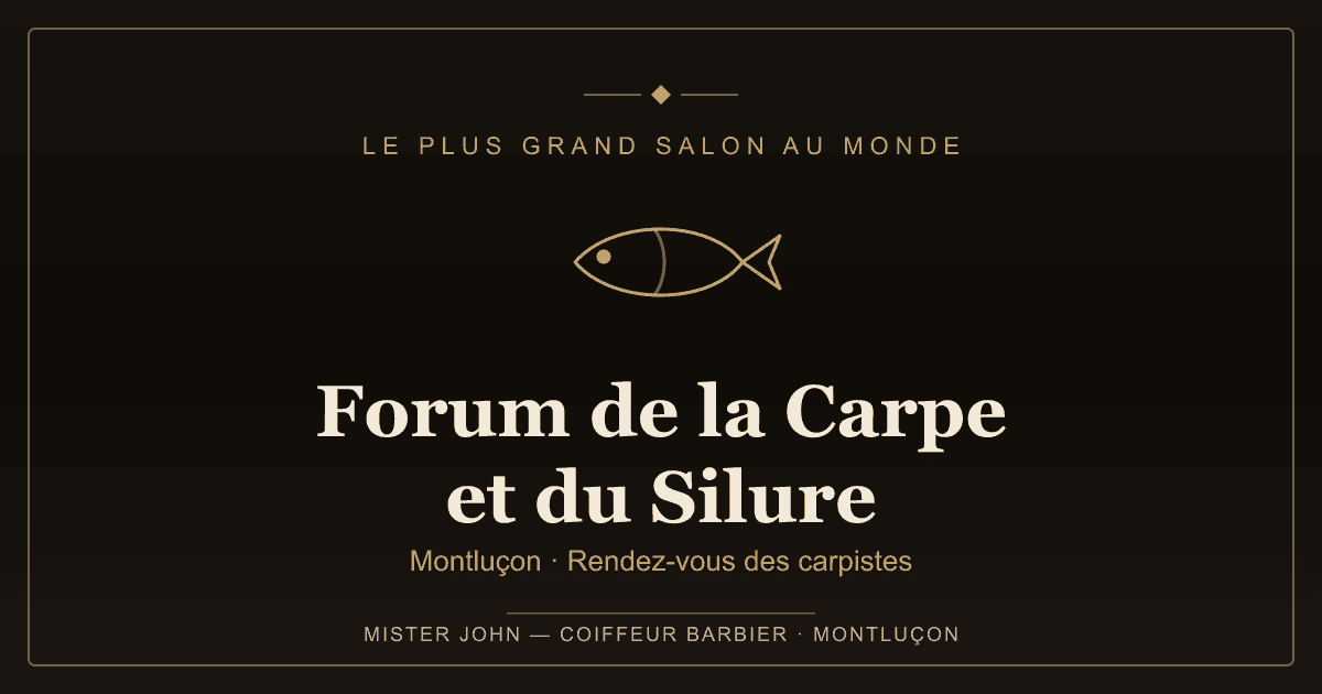 Grande carpe et matériel de pêche au salon du Forum de la Carpe et du Silure à Montluçon