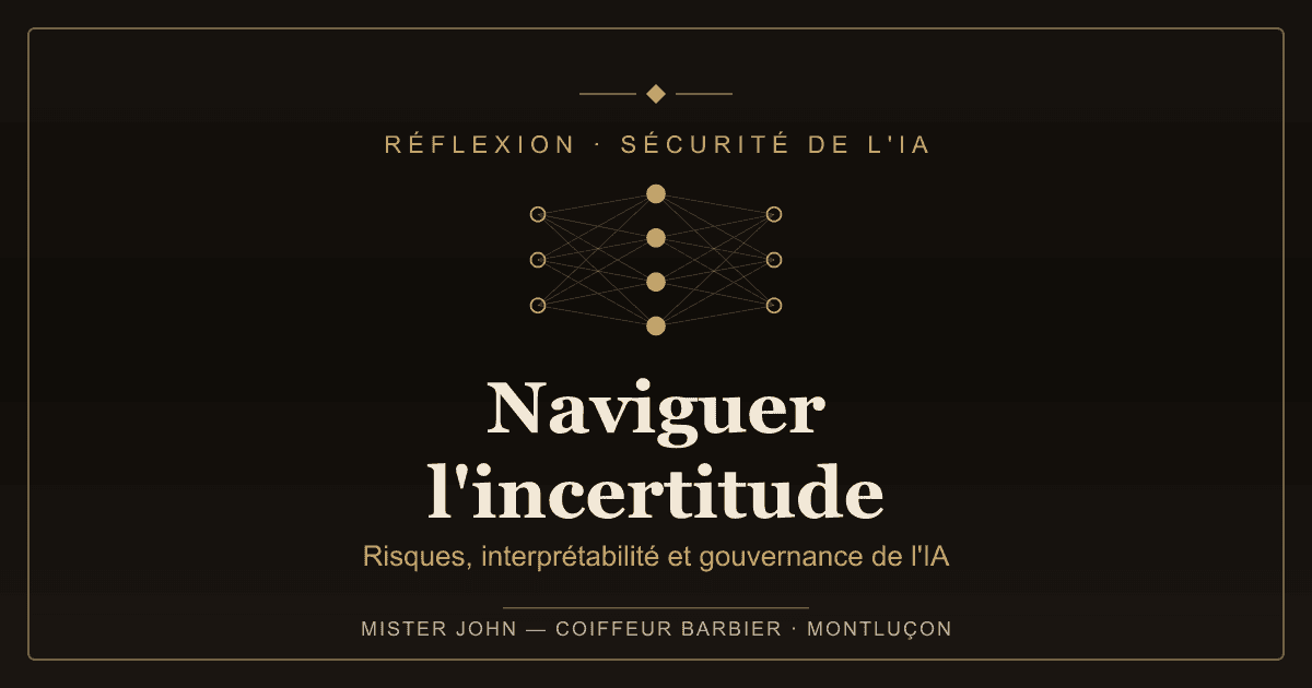 Illustration : réseau de neurones stylisé, sécurité et gouvernance de l'intelligence artificielle