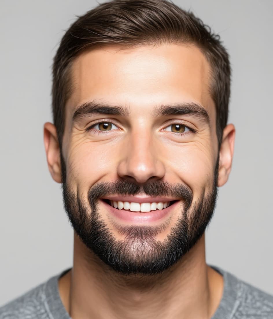 Homme avec une barbe courte bien entretenue